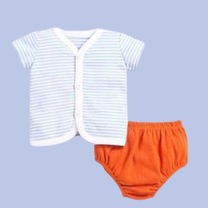 Short Sleeves Jhabla With Bloomer For Unisex Baby - Image 2