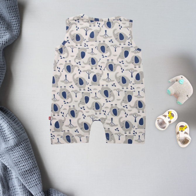 Sleeveless Round Neck Elephant Print Romper For Unisex Baby - Image 2