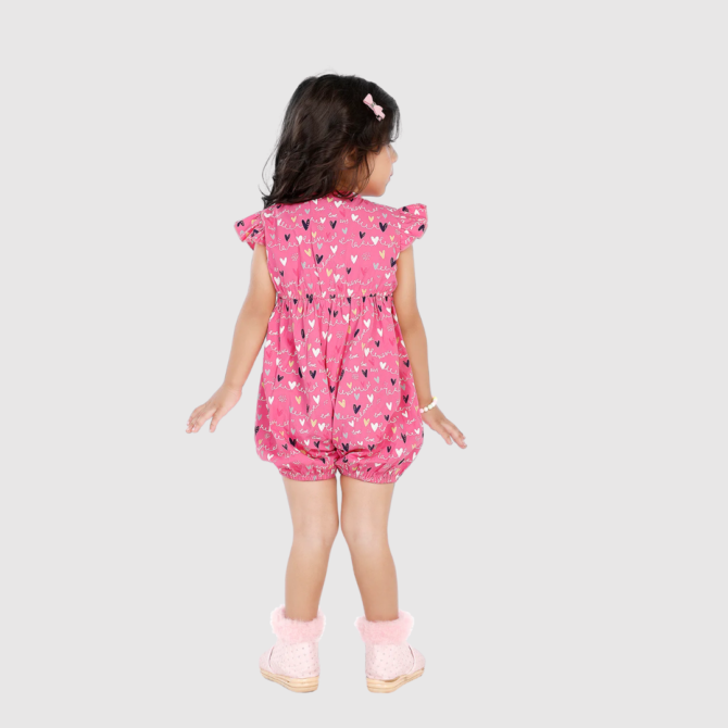 Heart Print Sleeveless Frill Jumpsuit Dress For Baby Girl & Kid girl - Image 4