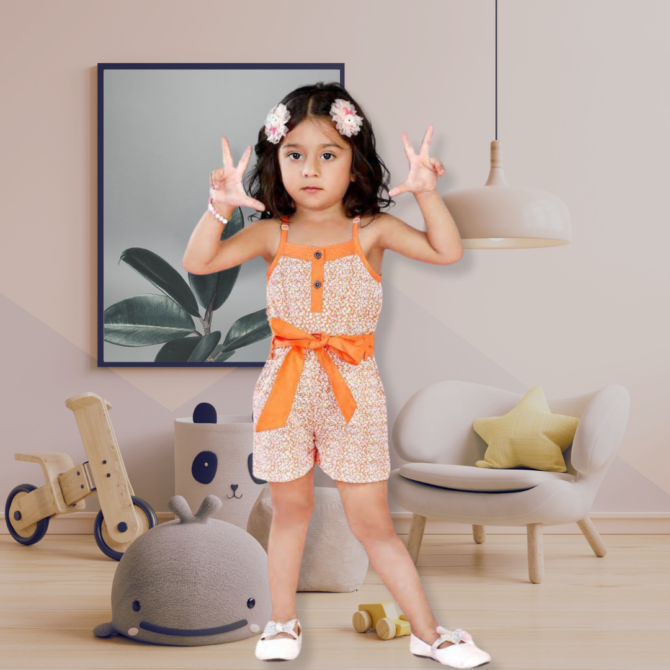 Sleeveless Printed jumpsuit Dress For Baby Girl & Kid Girl